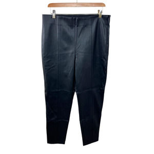 Ann Taylor NEW The Faux Leather Seamed Side Zip High Rise Black Leggings Large